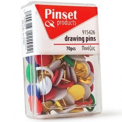 Πινέζες Pinset 70τεμ Χρωματιστές Πινέζες Pinset 70τεμ Χρωματιστές